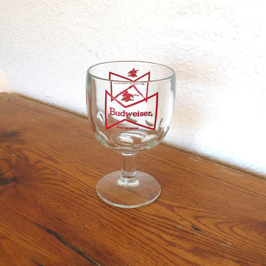 Vintage Budweiser Thumbprint Goblet Beer Schooner Glass Bowtie Logo 