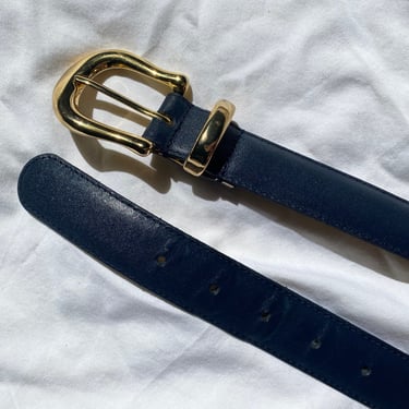 Classic Navy Leather Belt 