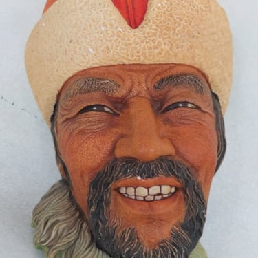 Bossons England Chalkware Head Himalayan Man Wall Hanging Bust Sculpture 3488B