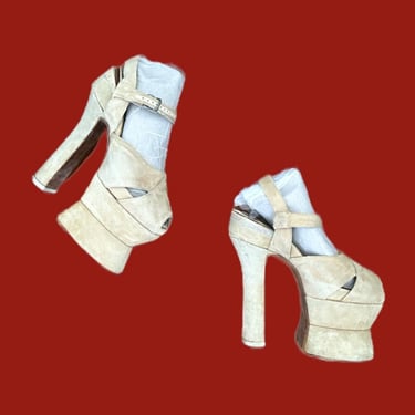 RARE 30s Mae West Platform Peep Toe Heels / 1930s Vintage High Heel Shoes / Size 6 