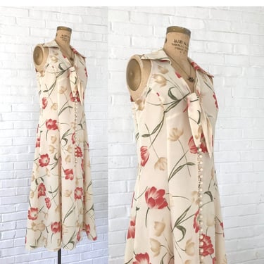 1990's Breezy Floral Midi Dress in Cream 