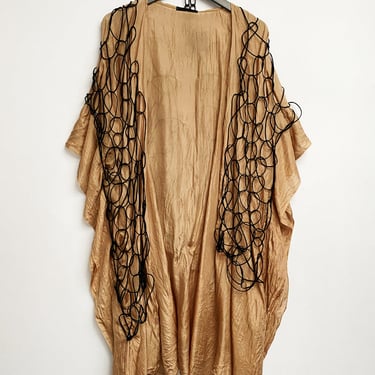 Dorcos Net Detail Silk Cardigan in TAUPE/BLACK Only