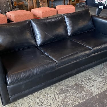 Black Leather Sleeper Sofa MCM Style