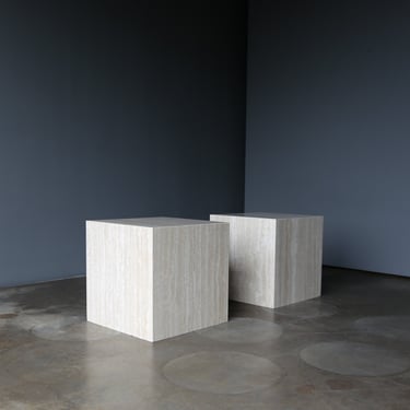 Travertine Cube Side Tables, c.1975