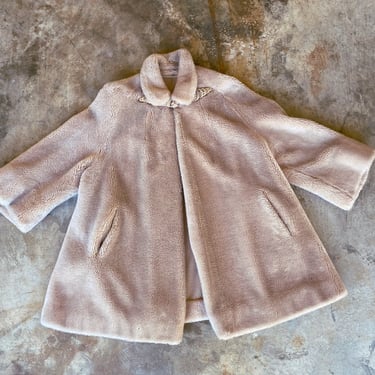 AS IS 60s Tan Teddy Bear Cape Coat with Frog Closure Size XL 
