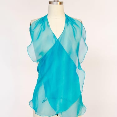 1970s Tie Top Sheer Chiffon Cropped Halter Overlay 