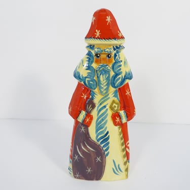 Vintage Russian Wood St. Nicholas Santa Claus Ornament 