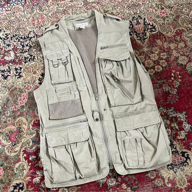 Vintage ‘80s Banana Republic safari vest, lots of pockets | khaki utility photographer traveller’s vest, Hong Kong, XL 