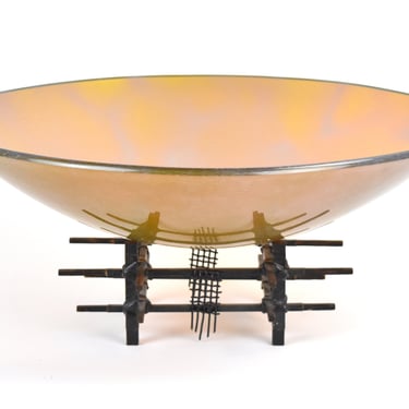 Scott Amrhein Art Glass 22 inch Center Bowl on Original Artist Made Stand 
