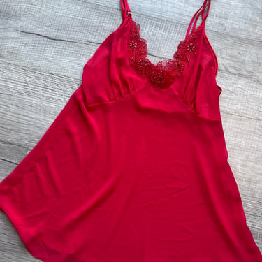 Red flowy beaded cami top