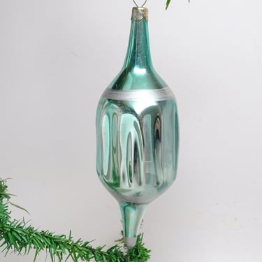 Vintage 1950's Glass Teardrop Indent Christmas Ornament, Antique Retro Holiday Decor 