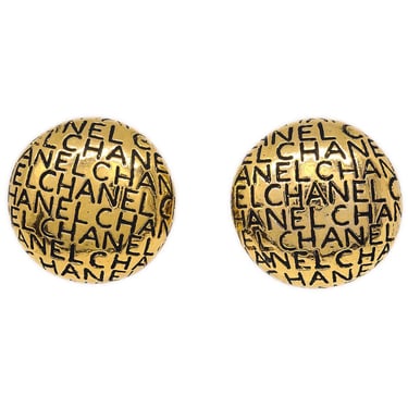 Chanel Button Earrings Clip-On Gold