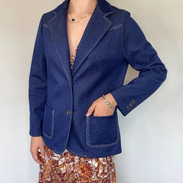 Vintage Women's 1970's Alamode Of California Blue Denim Western Blazer Jacket M 