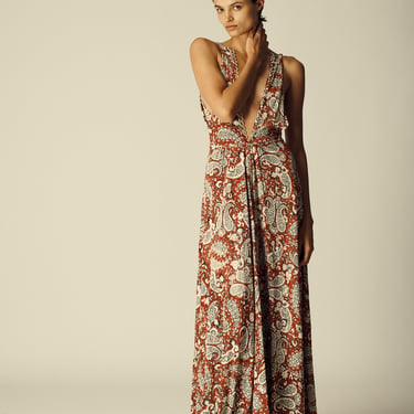 Paisley Print Jersey Gown