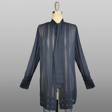 1920s Jacket / 1920s Navy Silk Chiffon Jacket / Twenties Daywear / Roaring Twenties / Great Gatsby Clothes / Size Small Size Medium 
