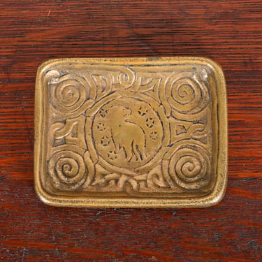 Tiffany Studios New York Zodiac Bronze Doré Stamp Tray