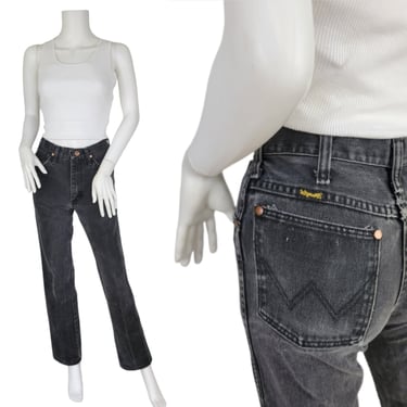 1990's Wrangler Distressed Black Denim Straight Leg Jeans I Sz Sm I W: 26"  I Pants 