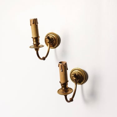 pair of 1940s French gilt brass sconces