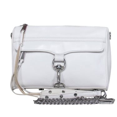 Rebecca Minkoff - White Pebbled Leather Chain Strap Lobster Claw Crossbody