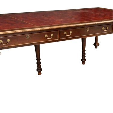 Table, Library, Chippendale Style, Leather, Mahogany, Vintage, Early 1900s!