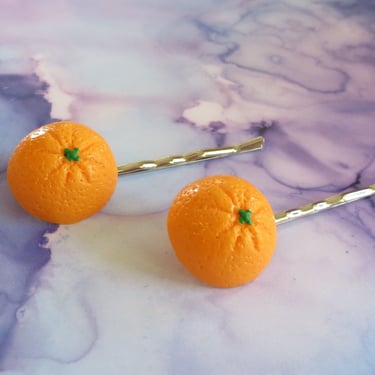 Orange Fruit Hair Clip Citrus Tangerine Clementine Barrette 