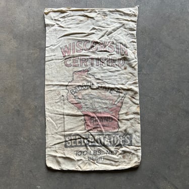 Vintage Badger State Potato Seed Sack Farmhouse Textile 