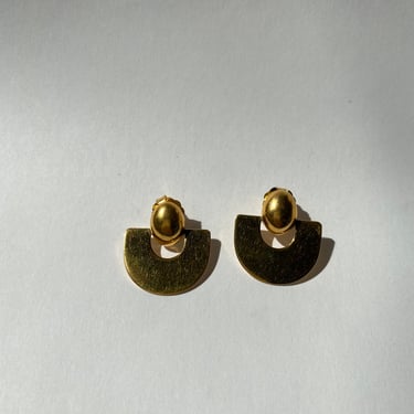 vintage gold toned half circle drop earrings 