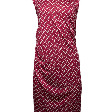 Diane von Furstenberg - Pink & Cream Print Sleeveless Sheath Dress Sz 10