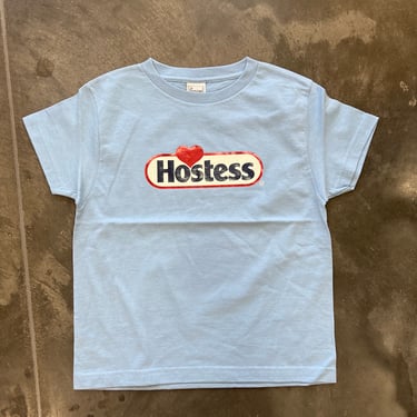 Medium, Vintage Y2K Hostess Baby Tee, Light Blue, Deadstock 