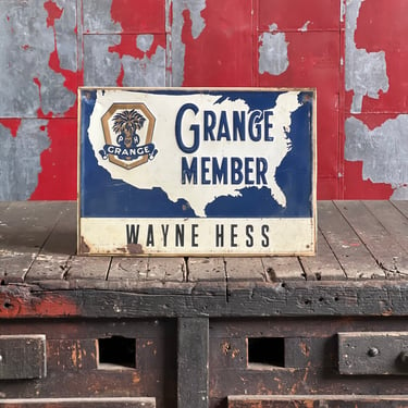 Vintage Patrons of Husbandry Grange Member Metal Farm Sign Decor 