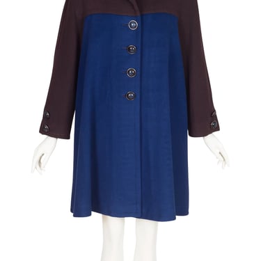 Andrea Odicini Couture 1980s Vintage Color-Block Wool Dress & Swing Coat Set Sz M L 