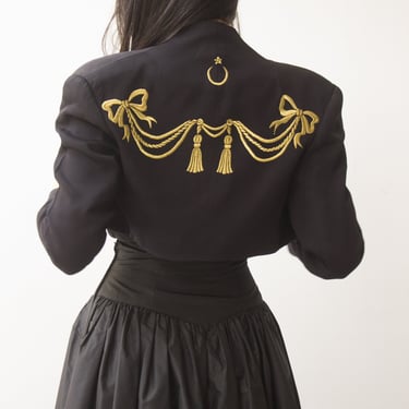 Rare 1988 Ozbek Bow Embroidered Crop Jacket 