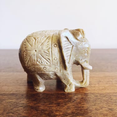 Vintage Soapstone Elephant Figurine 