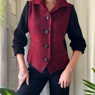 80s YSL Tweed Wool Sweater Jacket