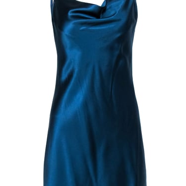 Fleur Du Mal - Dark Blue Silk Mini Slip Dress Sz M