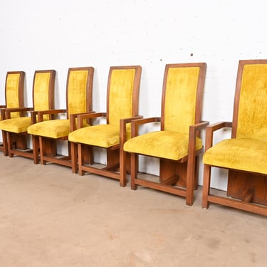 Frank Lloyd Wright for Heritage Henredon Taliesin High Back Armchairs, Set of Six