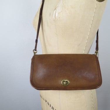 Vintage Coach original NYC Dinky bag, shoulder, crossbody, classic leather, brown, style 9375 