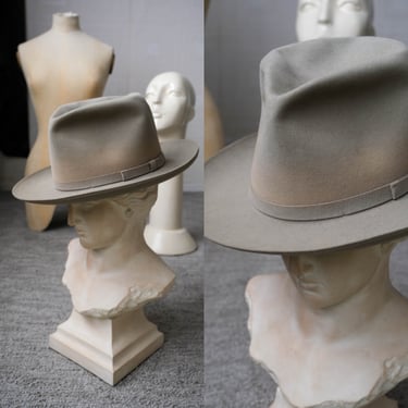 Vintage 40s DOBBS Fifth Avenue NY Fur Felt Wide Brim Fedora | Made in USA | Size 6 5/8 | Genuine Fur Felt | 1940s Designer Pinch Crown Hat 