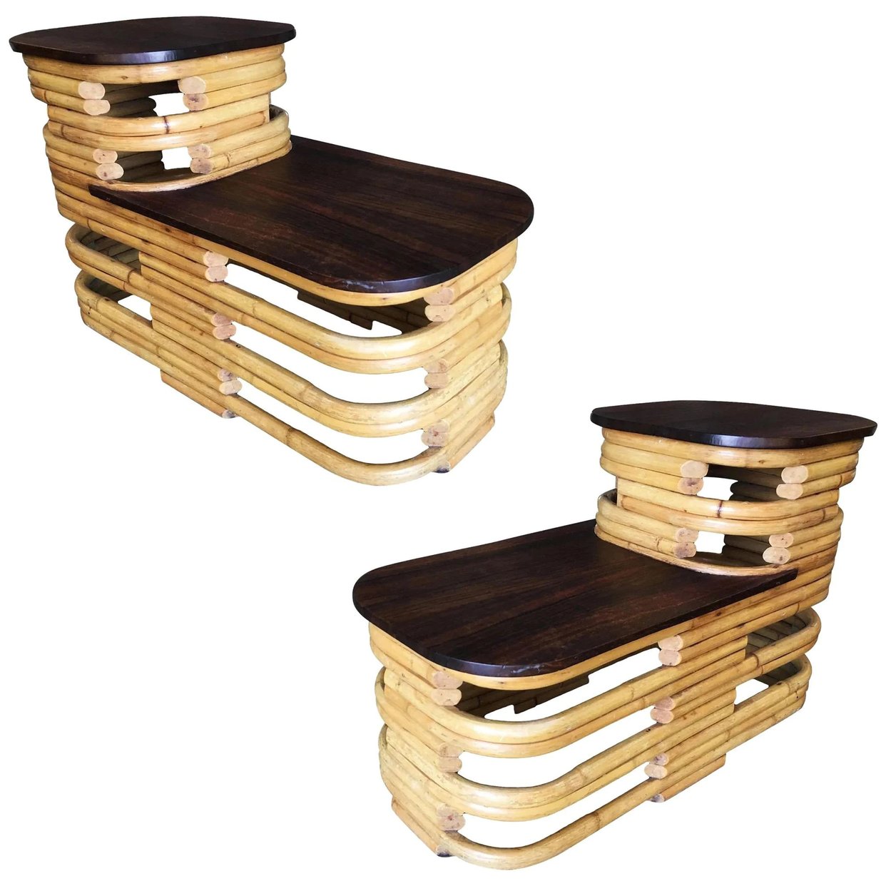 Paul Frankl Style Stacked Rattan Side Table with | Harvey's on Beverly ...