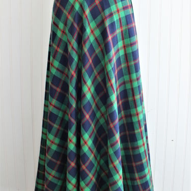 1970s - Wool  Plaid -  A-line Maxi Skirt - Bias Cut - Tall - by Herman Geist 