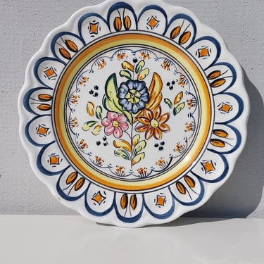 Vintage Wall Plate / Hand Painted Wall Plate / Ceramic Wall Plate / Decorative Plate / Wall Decor /Spain / 1980s 