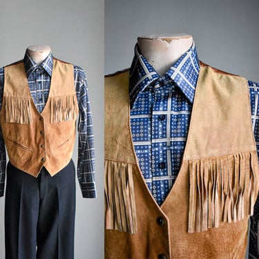 Vintage 80s Leather Fringe Vest 