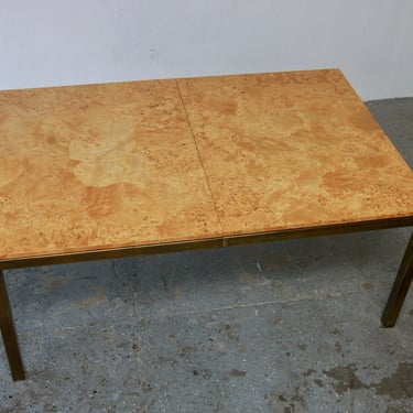 Tomlinson Postmodern / Mid Century Olive Burl Wood & Brass  Dining Table 