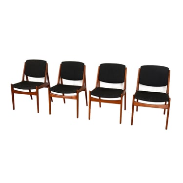 Arne Vodder Set of 4 Danish Dining Side Chairs w. Pivoting Backrest