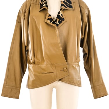 Lillie Rubin Fur Trimmed Leather Jacket