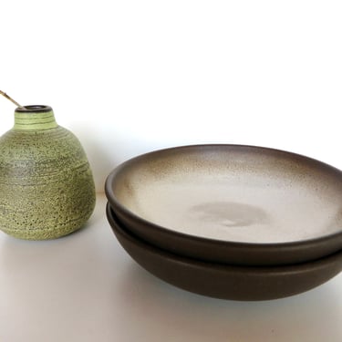 Vintage Heath Ceramics Cereal Bowl In Beachstone, Modernist Coupe Line Bowl By Edith Heath, Saulsalito California Pottery 