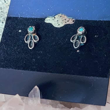 Tiny Turquoise Stud Earrings~Sterling & Blue Turquoise 