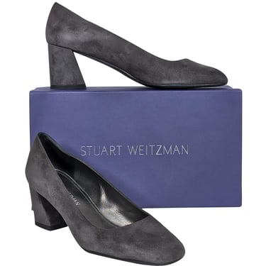 Stuart Weitzman - Grey Suede Block Heel Pumps Sz 9