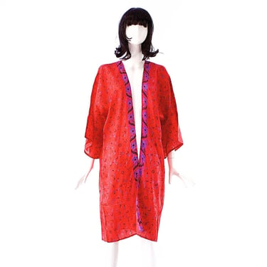Deadstock VINTAGE: 1970's - Rare ZASHI India Hand Blocked Floral Kimono - Boho Hippie Festival Gipsy - Unused - SKU 23-00014665 