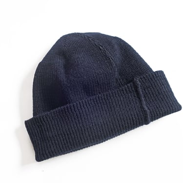 USN watch cap / vintage navy beanie / 1960s USN Wool Knit Watch Cap navy black beanie 